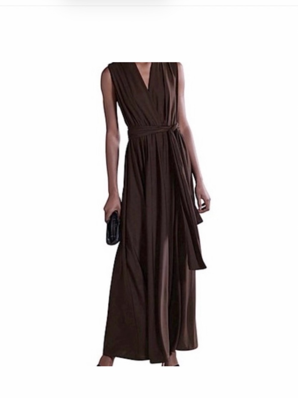 Banana Republic NWT Dark Brown Maxi Dress with Cross Back